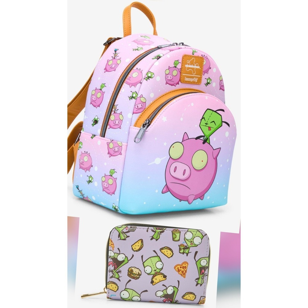 NEW Loungefly Invador Zim GIR Pig Constellations Backpack & Tacos Snacks Wallet